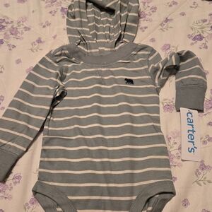 Carter's Gray and White Striped Bodysuit